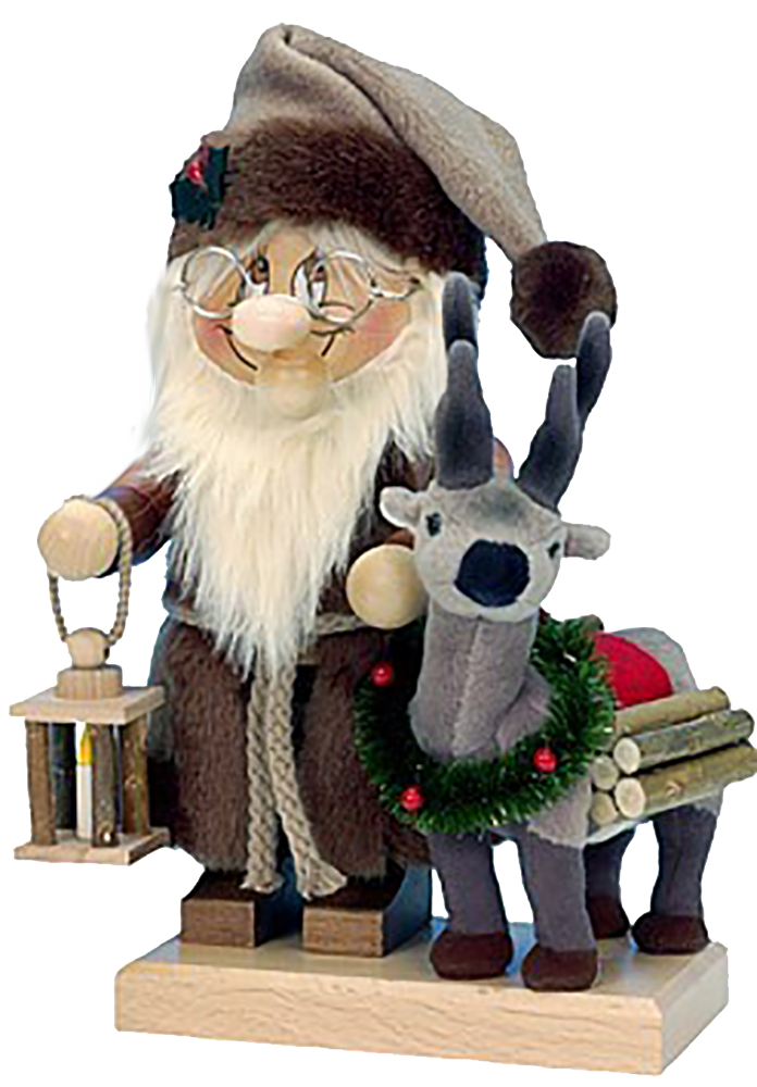 Wichtel Weihnachtsmann mit Rentier
